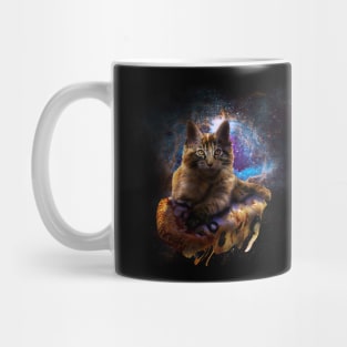 Galaxy Space Maine Coon Cat On Pizza Mug